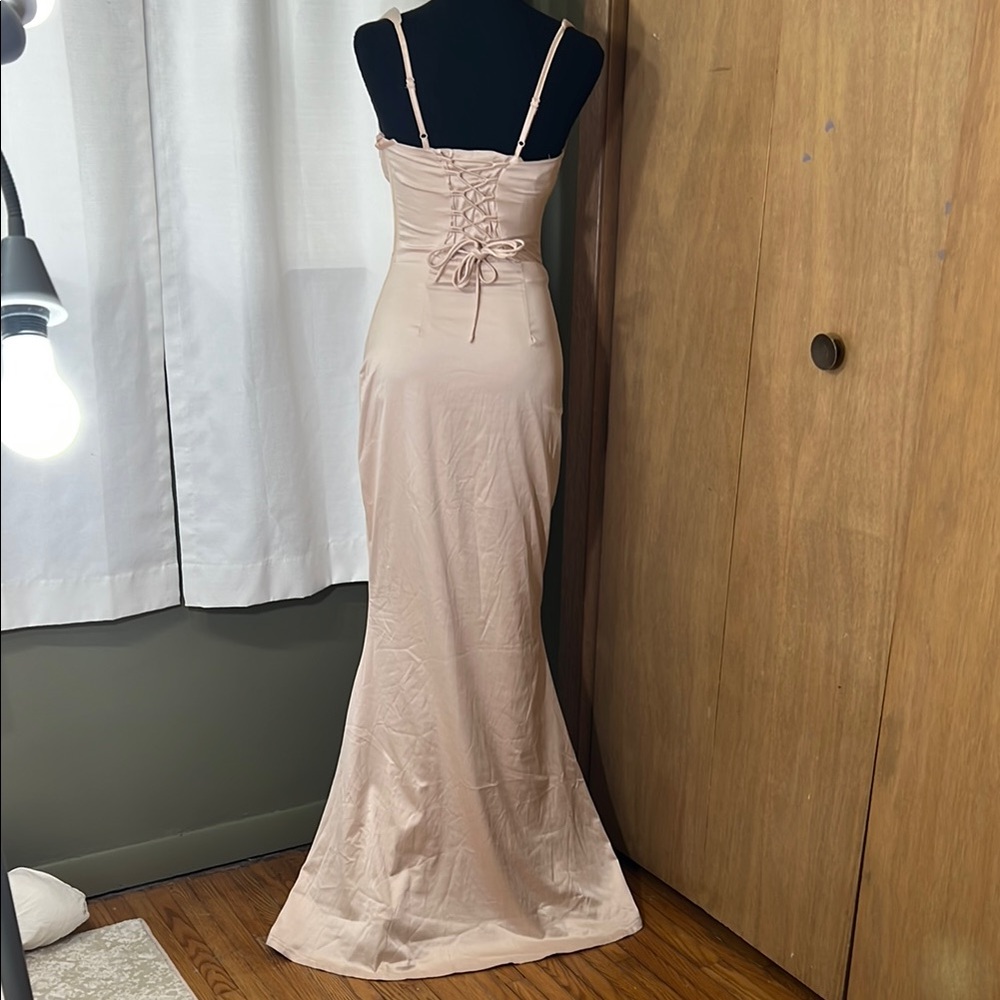 Elegant Nude Evening Corset Gown- Mermaid Style - Picture 4 of 7